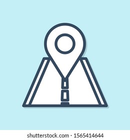 Blue line Road traffic sign. Signpost icon isolated on blue background. Pointer symbol. Isolated street information sign. Direction sign.  Vector Illustration