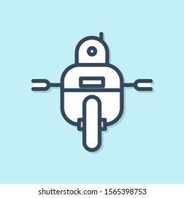 Blue line Robot icon isolated on blue background.  Vector Illustration