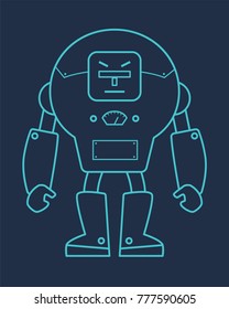 Blue Line Robot Illustration