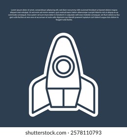 Blue line Rocket ship icon isolated on blue background. Space travel.  Vector