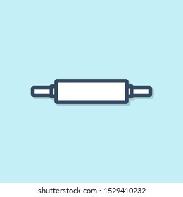 Blue line Rolling pin icon isolated on blue background.  Vector Illustration