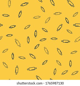 Icono del pasador de rodillos de línea azul aislado sin fisuras en fondo amarillo.  Vector