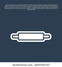 Blue line Rolling pin icon isolated on blue background.  Vector