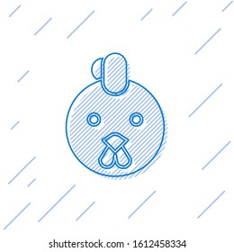 Blue line Rooster zodiac sign icon isolated on white background. Astrological horoscope collection.  Vector Illustration
