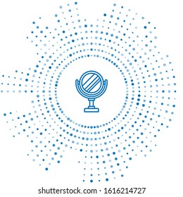 Blue line Round makeup mirror icon isolated on white background. Abstract circle random dots. Vector Illustration