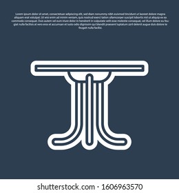 Blue line Round table icon isolated on blue background.  Vector Illustration
