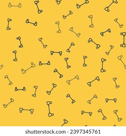 Blue line Safe distance icon isolated seamless pattern on yellow background. Viruses and people keeping distance for infection risk.  Vector Illustration