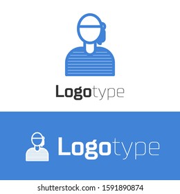 Blue line Sailor captain icon isolated on white background. Logo design template element. Vector Illustration