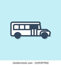 Blue line School Bus icon isolated on blue background. Public transportation symbol.  Vector Illustration
