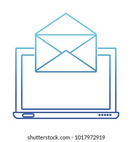 blue line screen laptop with e-mail letter message