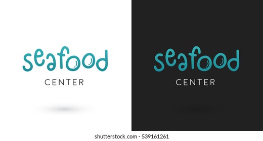 blue line seafood text design logo