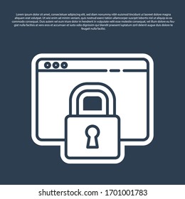 Blue line Secure your site with HTTPS, SSL icon isolated on blue background. Internet communication protocol. Vector Illustration