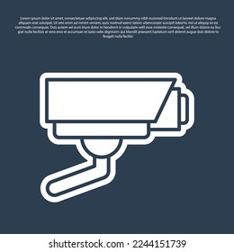 Blue line Security camera icon isolated on blue background.  Vector