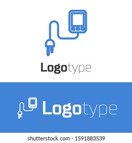 Blue line Sensor icon isolated on white background. Logo design template element. Vector Illustration