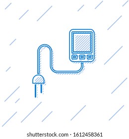 Blue line Sensor icon isolated on white background.  Vector Illustration
