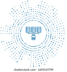 Blue line Server, Data, Web Hosting icon isolated on white background. Abstract circle random dots. Vector Illustration