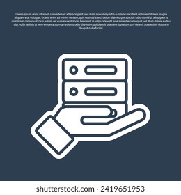 Blue line Server, Data, Web Hosting icon isolated on blue background.  Vector Illustration