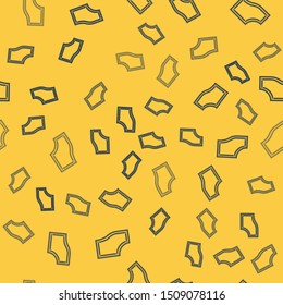 Blue line Sewing Pattern icon isolated seamless pattern on yellow background. Markings for sewing.  Vector Illustration