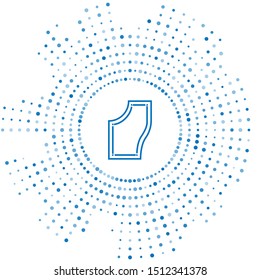 Blue line Sewing Pattern icon isolated on white background. Markings for sewing. Abstract circle random dots. Vector Illustration