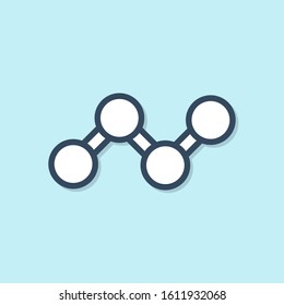 Blue line Share icon isolated on blue background. Sharing, communication pictogram, social media, connection, network, distribute.  Vector Illustration