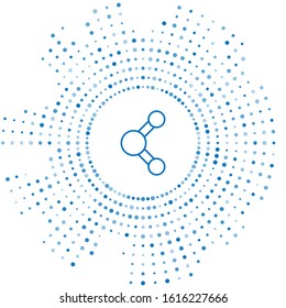 Blue line Share icon isolated on white background. Sharing, communication pictogram, social media, connection, network, distribute sign. Abstract circle random dots. Vector Illustration