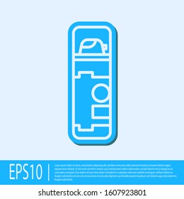 Blue line Shaving gel foam icon isolated on grey background. Shaving cream.  Vector Illustration
