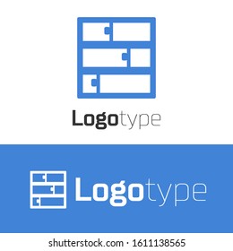 Blue line Shelf icon isolated on white background. Shelves sign. Logo design template element. Vector Illustration