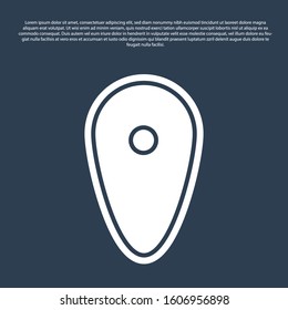 Blue line Shield icon isolated on blue background. Guard sign. Security, safety, protection, privacy concept.  Vector Illustration