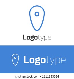 Blue line Shield icon isolated on white background. Guard sign. Security, safety, protection, privacy concept. Logo design template element. Vector Illustration