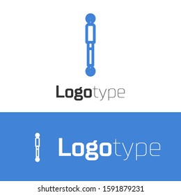 Blue line Shock absorber icon isolated on white background. Logo design template element. Vector Illustration