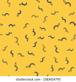 Blue line Sickle icon isolated seamless pattern on yellow background. Reaping hook sign.  Vector Illustration