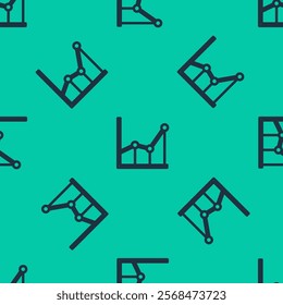 Blue line Sigma symbol icon isolated seamless pattern on green background.  Vector Illustration