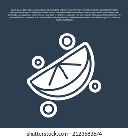 Blue line Sliced lime icon isolated on blue background.  Vector