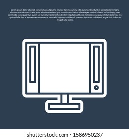 Blue line Smart Tv icon isolated on blue background. Television sign.  Vector Illustration