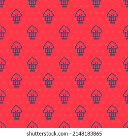 Blue line Smart Tv icon isolated seamless pattern on red background. Television sign.  Vector