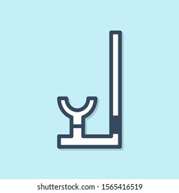 Blue line Snorkel icon isolated on blue background. Diving underwater equipment.  Vector Illustration