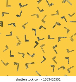 Blue line Snorkel icon isolated seamless pattern on yellow background. Diving underwater equipment.  Vector Illustration