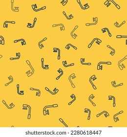 Blue line Snorkel icon isolated seamless pattern on yellow background. Diving underwater equipment.  Vector