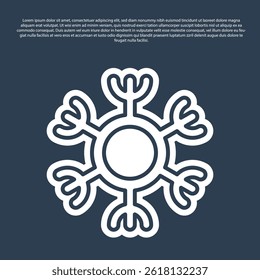 Blue line Snowflake icon isolated on blue background.  Vector