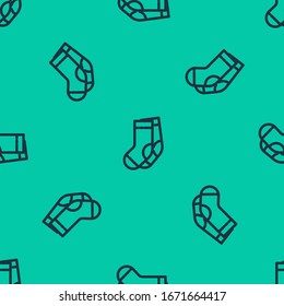 Icono de zócalos de línea azul aislado sin fisuras en fondo verde.  Ilustración vectorial