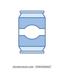 Icono de vector de lata de soda de línea azul