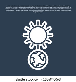 Blue line Solstice icon isolated on blue background.  Vector Illustration