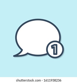 Blue line Speech bubble chat icon isolated on blue background. Message icon. Communication or comment chat symbol.  Vector Illustration