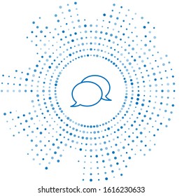 Blue line Speech bubble chat icon isolated on white background. Message icon. Communication or comment chat symbol. Abstract circle random dots. Vector Illustration