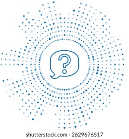 Blue line Speech bubble chat icon isolated on white background. Message icon. Communication or comment chat symbol. Abstract circle random dots. Vector