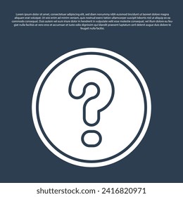 La línea azul se burbuja con el icono Pregunta aislado en el fondo azul. Signo de FAQ. Burbuja y gráfico del discurso de conversación.  Vector