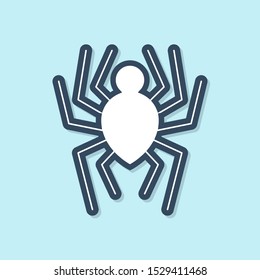 Blue line Spider icon isolated on blue background. Happy Halloween party.  Vector Illustration