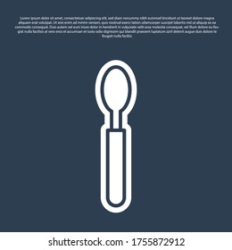 Blue line Spoon icon isolated on blue background. Cooking utensil. Cutlery sign. Vector Illustration