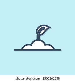Blue line Sprout icon isolated on blue background. Seed and seedling. Leaves sign. Leaf nature. Vector Illustration Blue line Sprout icon isolated on blue background. Seed and seedling. Leaves sign. Leaf nature. Vector Illustration