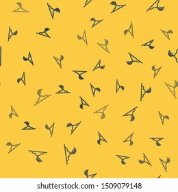 Blue line Sprout icon isolated seamless pattern on yellow background. Seed and seedling. Leaves sign. Leaf nature.  Vector Illustration